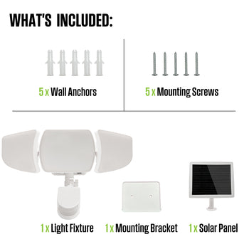 2000 Lumen Triple Head Solar Security Light