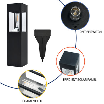 30 Lumen Solar Filament LED Bollard Path Light, Set of 6