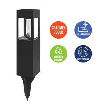 30 Lumen Solar Filament LED Bollard Path Light, Set of 6
