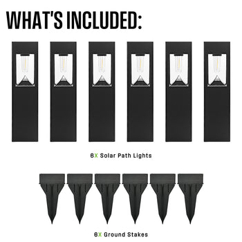 30 Lumen Solar Filament LED Bollard Path Light, Set of 6
