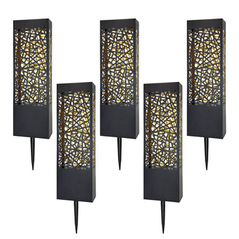 30 Lumen Solar Bollard Path Light Set Warm White + 7 Color Changing, Set of 5