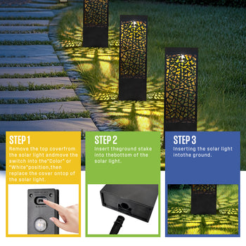 30 Lumen Solar Bollard Path Light Set Warm White + 7 Color Changing, Set of 5