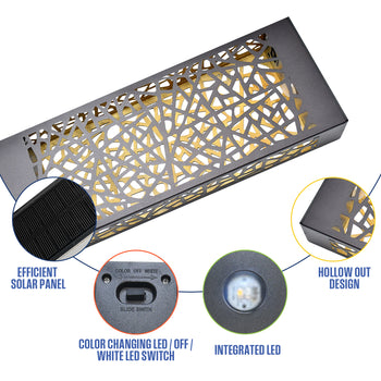 30 Lumen Solar Bollard Path Light Set Warm White + 7 Color Changing, Set of 5