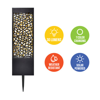 30 Lumen Solar Bollard Path Light Set Warm White + 7 Color Changing, Set of 5