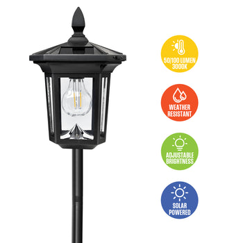 100 Lumen Solar Filament Post Light, Set of 2