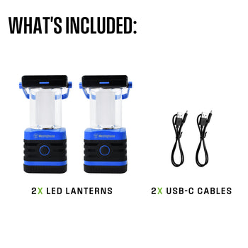 1000 LUMEN Solar Portable Rechargeable Lanterns, Set of 2