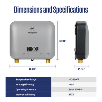 3.5KW Mini Electric Tankless Water Heater, Silver Gray