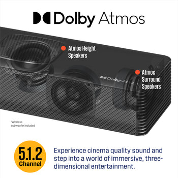 5.1.2 Channel Soundbar with Subwoofer