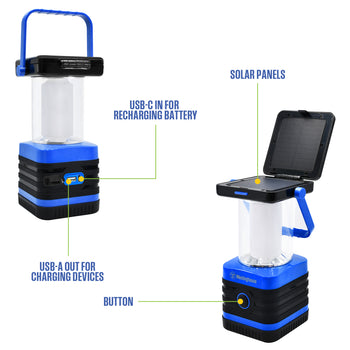 1000 LUMEN Solar Portable Rechargeable Lanterns, Set of 2