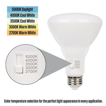 9 Watt (65 Watt Equivalent) BR30 Flood Dimmable LED Light Bulb with Color Temperature Selection