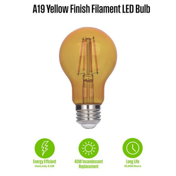 4.5 Watt (40 Watt Equivalent) A19 Filament LED Light Bulb, Yellow