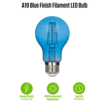 4.5 Watt (40 Watt Equivalent) A19 Filament LED Light Bulb, Blue