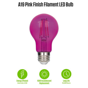 4.5 Watt (40 Watt Equivalent) A19 Filament LED Light Bulb, Pink