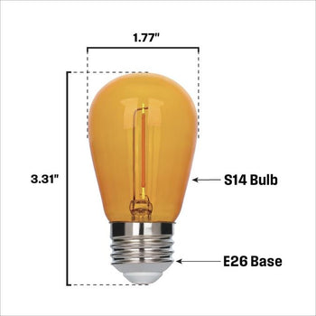 2 Watt (40 Watt Equivalent) S14 Filament LED Light Bulb, Yellow