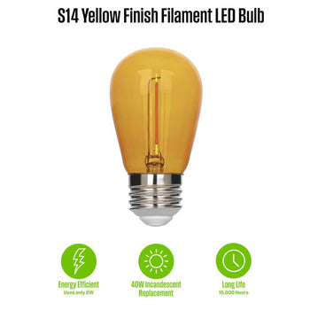 2 Watt (40 Watt Equivalent) S14 Filament LED Light Bulb, Yellow