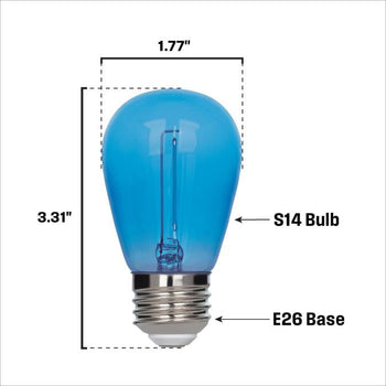 2 Watt (40 Watt Equivalent) S14 Filament LED Light Bulb, Blue
