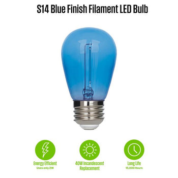 2 Watt (40 Watt Equivalent) S14 Filament LED Light Bulb, Blue