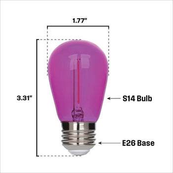 2 Watt (40 Watt Equivalent) S14 Filament LED Light Bulb, Pink