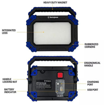 2000 Lumen Rechargeable LED Work Light, 2 Pack