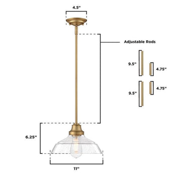 Iron Hill Pendant, Brushed Brass Finish