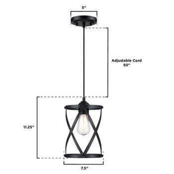 Isadora Mini Pendant, Matte Black Finish