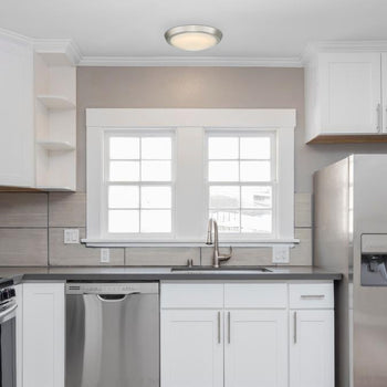 Morrell 11 inch LED Indoor Flush Mount Ceiling Fixture, Brushed Nickel