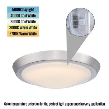 Morrell 11 inch LED Indoor Flush Mount Ceiling Fixture, Brushed Nickel