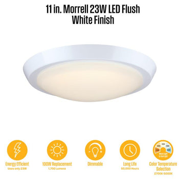 Morrell 11 inch LED Indoor Flush Mount Ceiling Fixture, White