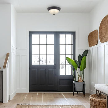 Dubrow 11 inch Indoor Flush Mount Ceiling Fixture, Black-Bronze