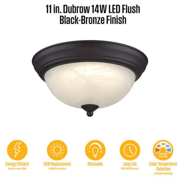 Dubrow 11 inch Indoor Flush Mount Ceiling Fixture, Black-Bronze