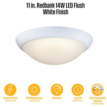 Redbank 11 inch Indoor Flush Mount Ceiling Fixture, White