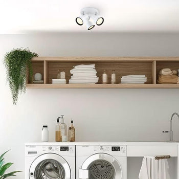 Remick Three-Light Indoor Multi-Directional Flush Mount Ceiling Fixture, Off White Finish