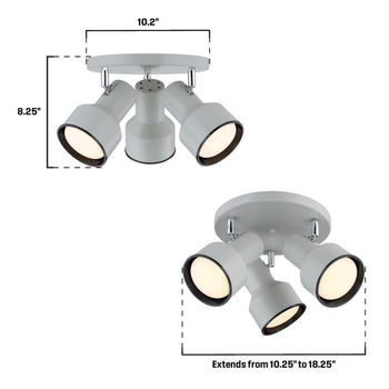 Remick Three-Light Indoor Multi-Directional Flush Mount Ceiling Fixture, Off White Finish