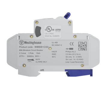 60A 1 Pole Miniature Circuit Breaker C Curve