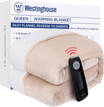 Electric Heated Flannel & Sherpa Blanket, Queen 84