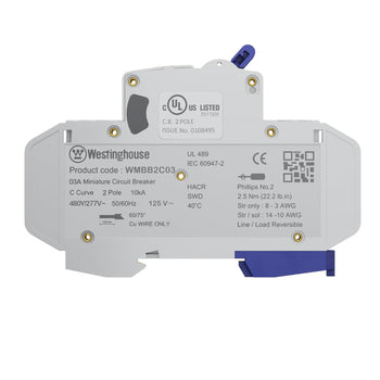 3A 2 Pole Miniature Circuit Breaker C Curve