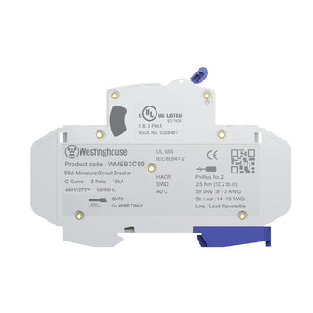 50A 3 Pole Miniature Circuit Breaker C Curve