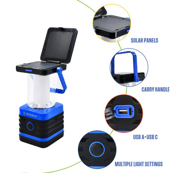 1000 LUMEN Solar Portable Rechargeable Lanterns, Set of 2