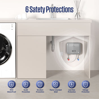 3.5KW Mini Electric Tankless Water Heater, Silver Gray