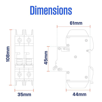 20A 2 Pole Miniature Circuit Breaker C Curve