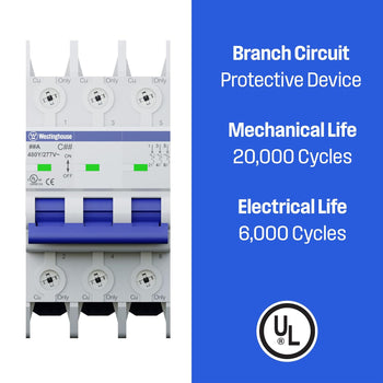 50A 3 Pole Miniature Circuit Breaker C Curve