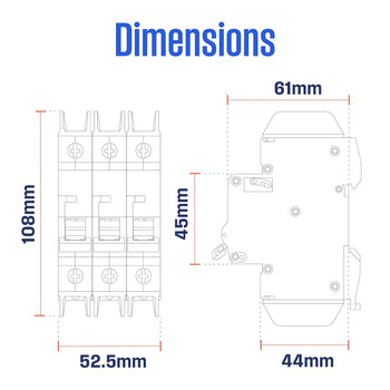 50A 3 Pole Miniature Circuit Breaker C Curve