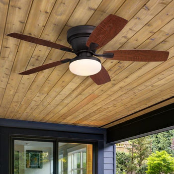 Contempra 52-Inch Indoor/Outdoor Ceiling Fan with LED Light Fixture, Black-Bronze