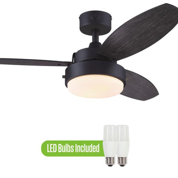 Alloy 42-Inch Indoor/Outdoor Ceiling Fan with LED Light Fixture, Matte Black