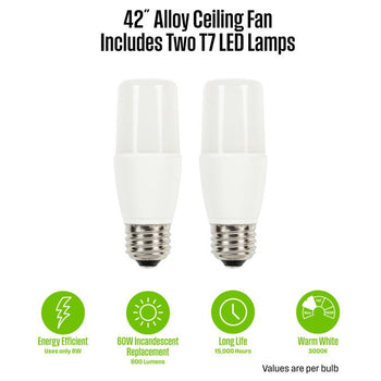 Alloy 42-Inch Indoor/Outdoor Ceiling Fan with LED Light Fixture, Matte Black