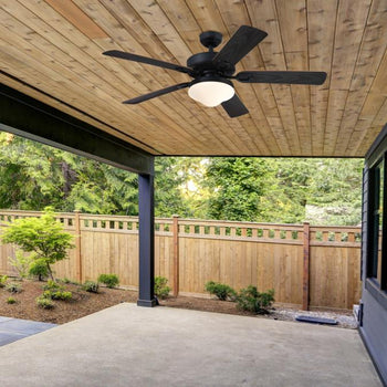 Deacon 52-Inch Indoor/Outdoor Ceiling Fan with Dimmable LED Light Fixture, Matte Black