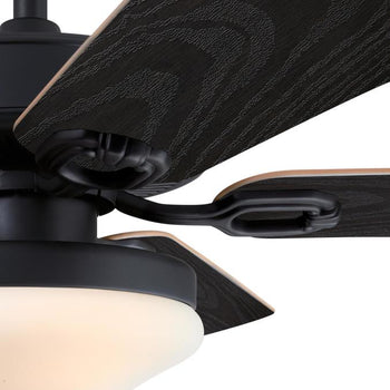 Deacon 52-Inch Indoor/Outdoor Ceiling Fan with Dimmable LED Light Fixture, Matte Black