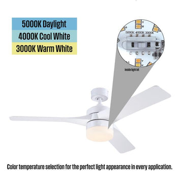Alta Vista 52-Inch Indoor/Outdoor Ceiling Fan with Dimmable LED Light, Matte White