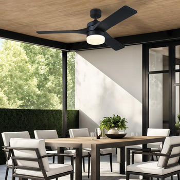 Alta Vista 52-Inch Indoor/Outdoor Ceiling Fan, Dimmable LED Light Fixture with Color Temperature Selection, Matte Black