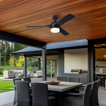 Alta Vista 52-Inch Indoor/Outdoor Ceiling Fan, Dimmable LED Light Fixture with Color Temperature Selection, Matte Black
